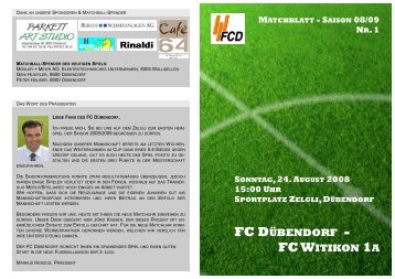 Matchblatt FC DÃ¼bendorf - FC Witikon 1a