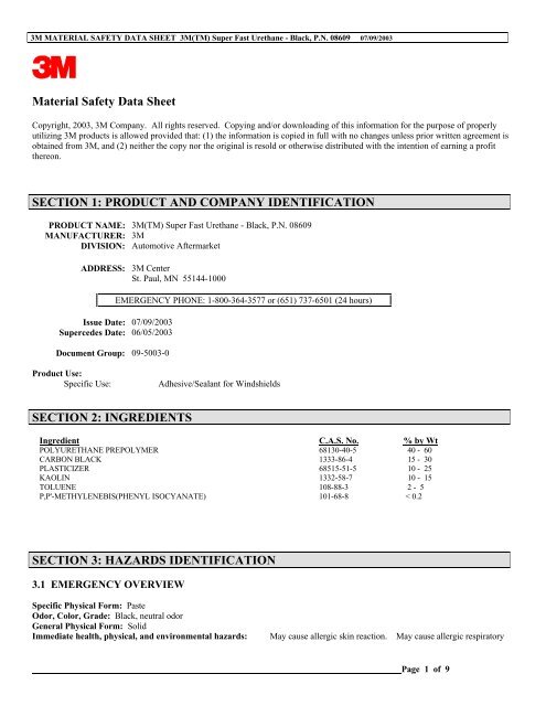 Material Safety Data Sheet Section 1 Product Ditch Witch