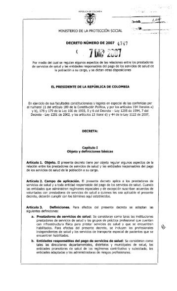 Decreto No. 4747 - Presidencia de la RepÃºblica