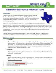 Fact Sheet: History of Greyhound Racing in Texas - Grey2K USA