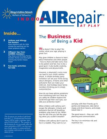 Indoor AIRepair at Play newsletter - Allergy & Asthma Network