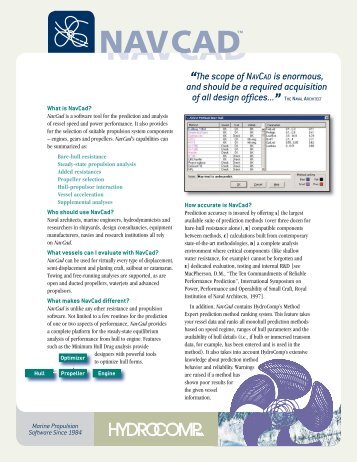 âThe scope of NAVCAD is enormous, and should ... - Hydrocomp Inc.