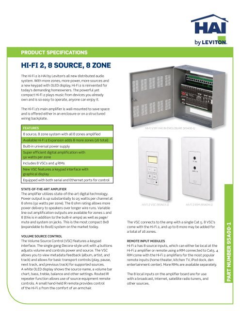 Leviton 95A04-2 Bluetooth Remote Input Module for Hi-Fi 2 Distributed Audio System