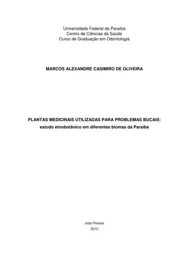 plantas medicinais utilizadas para problemas bucais - CCS ...