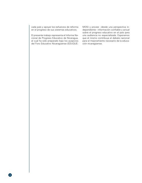 Informe de Progreso Educativo, Nicaragua 2004 - OEI