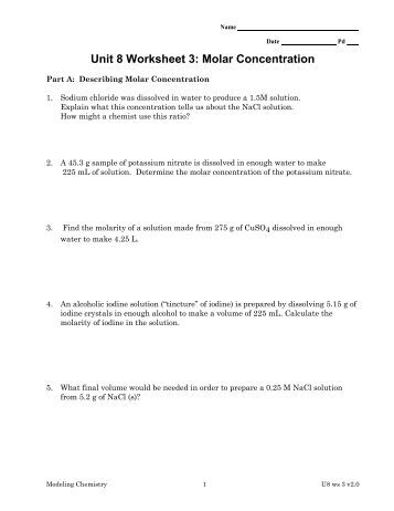 Worksheets Molarity M Worksheet molality remember molali unit 8 worksheet 3 molar concentration