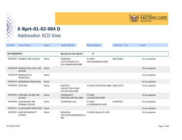 Rpt-01-02-004 - EMIS - Eastern Cape Department of Education