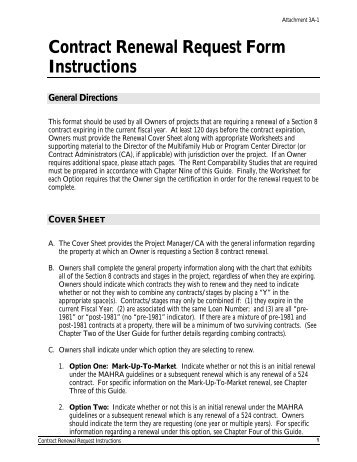 Contract Renewal Request Form Instructions General Directions