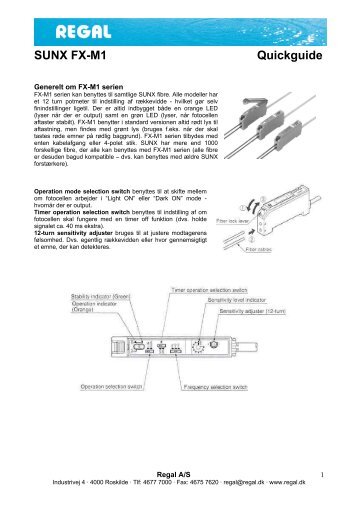 SUNX FX-M1 Quickguide - Solar Danmark A/S