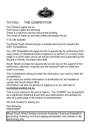 TO YOU, THE COMPETITOR - Royal South Street Society