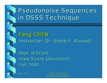 Pseudonoise Sequences in DSSS Technique - Iowa State University