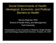 Social Determinants of Health: Ideological, Economic ... - Tamarack