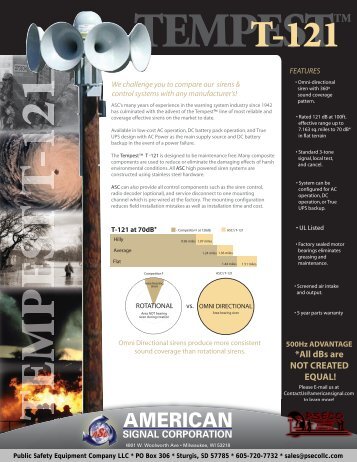 t-121 warning siren brochure - Public Safety Equipment Company LLC