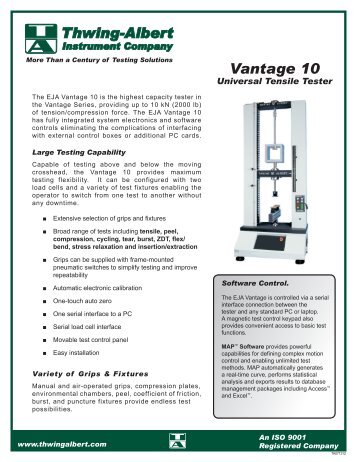 Vantage 10 Universal Tensile Tester - Thwing-Albert Instrument Co