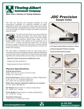 JDC Precision Sample Cutter - Thwing-Albert Instrument Co