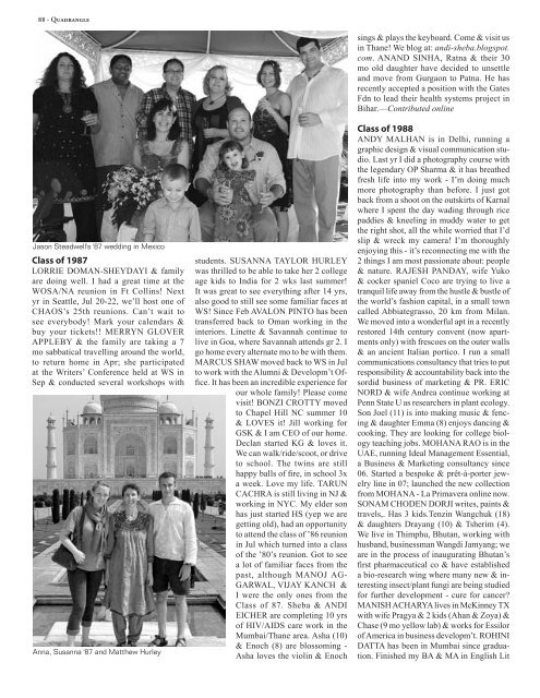Woodstock School Alumni Magazine Vol CIV, 2011