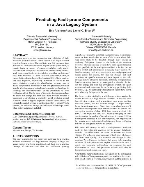 Predicting Fault-prone Components in a Java Legacy System