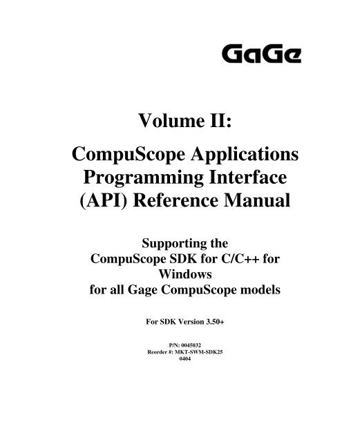 CompuScope SDK Manua.. - Egmont Instruments