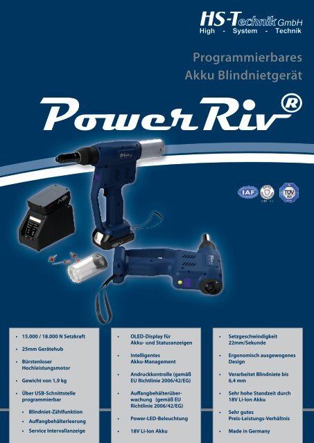 PowerRiv® Programmierbares Akku Blindnietgerät - HS-Technik