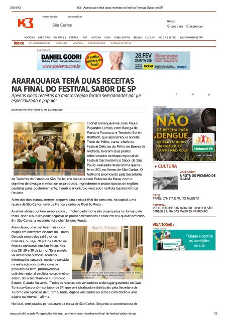 O chef araraquarense João Paulo Papandre Lemos, com Barriga de ...