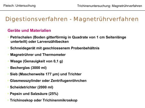 Allgemeine Info zum Trichinen- Vorkommen und Untersuchung