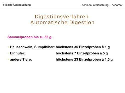 Allgemeine Info zum Trichinen- Vorkommen und Untersuchung