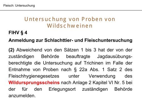 Allgemeine Info zum Trichinen- Vorkommen und Untersuchung