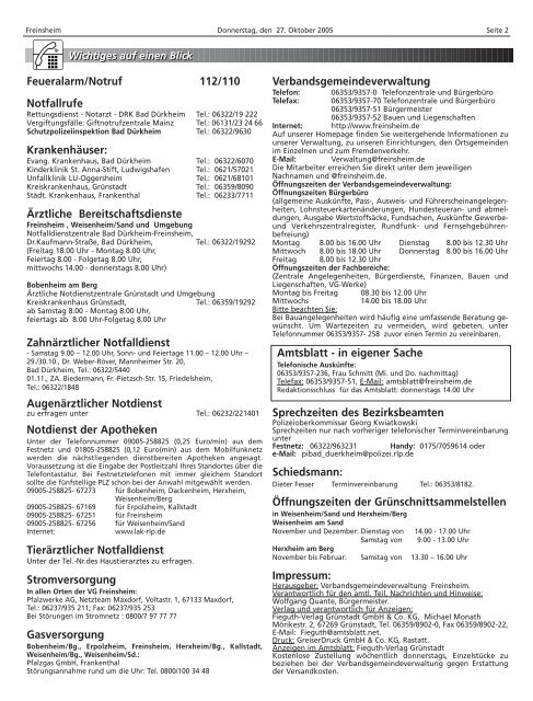 Benefizkonzert - Verbandsgemeinde Freinsheim