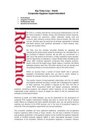 Rio Tinto Iron - Perth Corporate Hygiene Superintendent - the AIOH