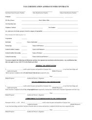 tax certification affidavit for contracts - City of Springfield