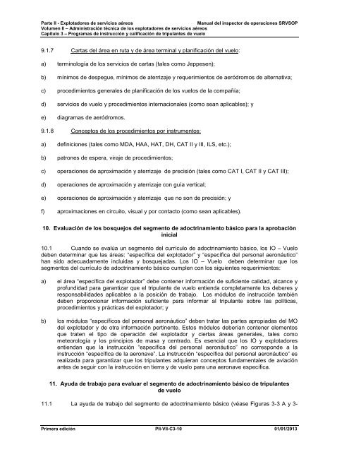 Programas de instrucciÃ³n y calificaciÃ³n de tripulantes de vuelo - ICAO