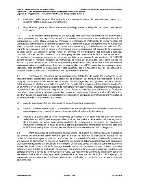 Programas de instrucciÃ³n y calificaciÃ³n de tripulantes de vuelo - ICAO