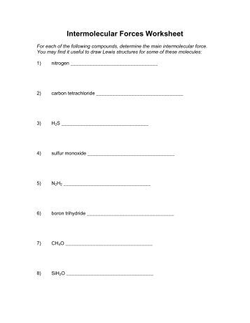 Printables Intermolecular Forces Worksheet intermolecular forces worksheet 2