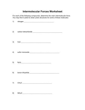 Intermolecular Forces Worksheet 2