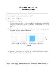 Metal/Metal Ion Reactions Laboratory Activity*