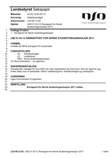 Ãrsrapport for Norsk studentorganisasjon 2011