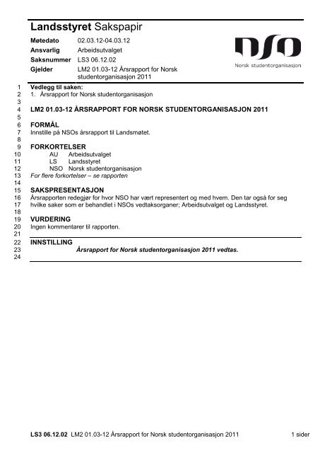 Ãrsrapport for Norsk studentorganisasjon 2011