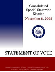 STATEMENT OF VOTE - Riverside County Registrar of Voters
