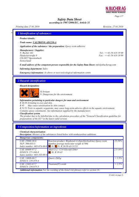 Safety Data Sheet - N. Bucher AG