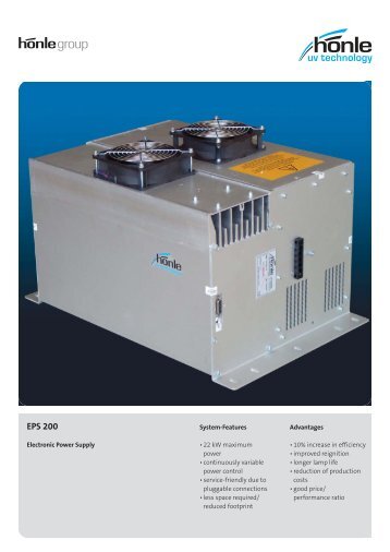 Product information Electronic Power Supply EPS 200 - Dr. HÃ¶nle AG