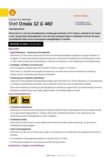 Shell Omala S2 G 460 - Schmierstoff-Datenbank