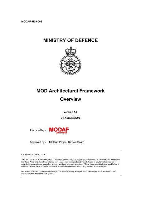 MINISTRY OF DEFENCE MOD Architectural ... - modaf.com