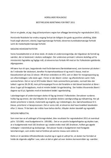 HORSLUNDE REALSKOLE BESTYRELSENS BERETNING FOR ...