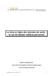 La mise en ligne des donnÃ©es de santÃ© : le cas du dossier ... - L'Afcdp