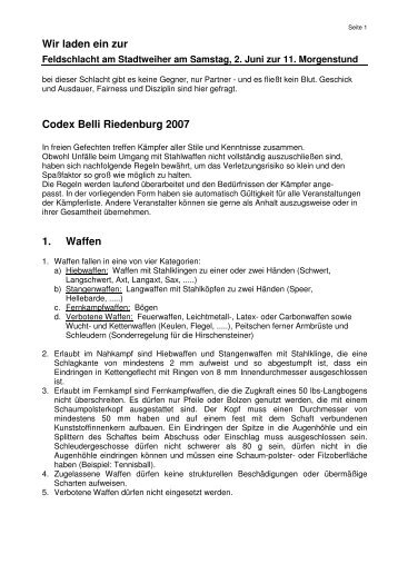 codex belli allgemein - Riedenburg