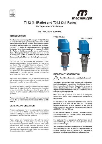 Instructions manual T112 and T312 - Lube Control