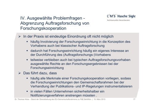 Vortrag von Dr. Thomas Hirse (CMS Hasche Sigle) - BIO Deutschland