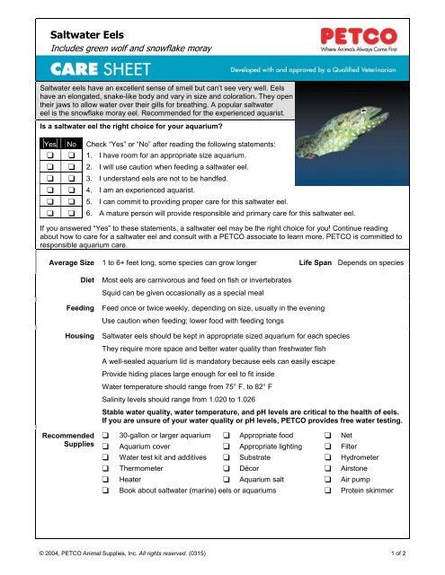 Petco Fish Chart