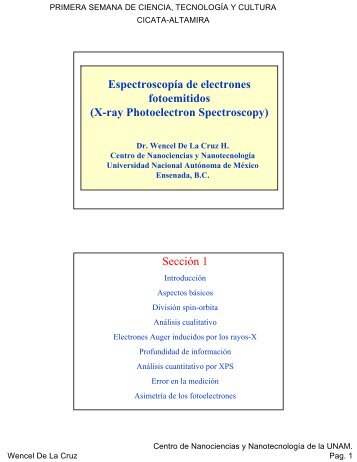 EspectroscopÃ­a de electrones fotoemitidos (X-ray ... - CNyN - UNAM