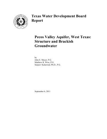 Pecos Valley Aquifer, West Texas - Texas Water Development Board